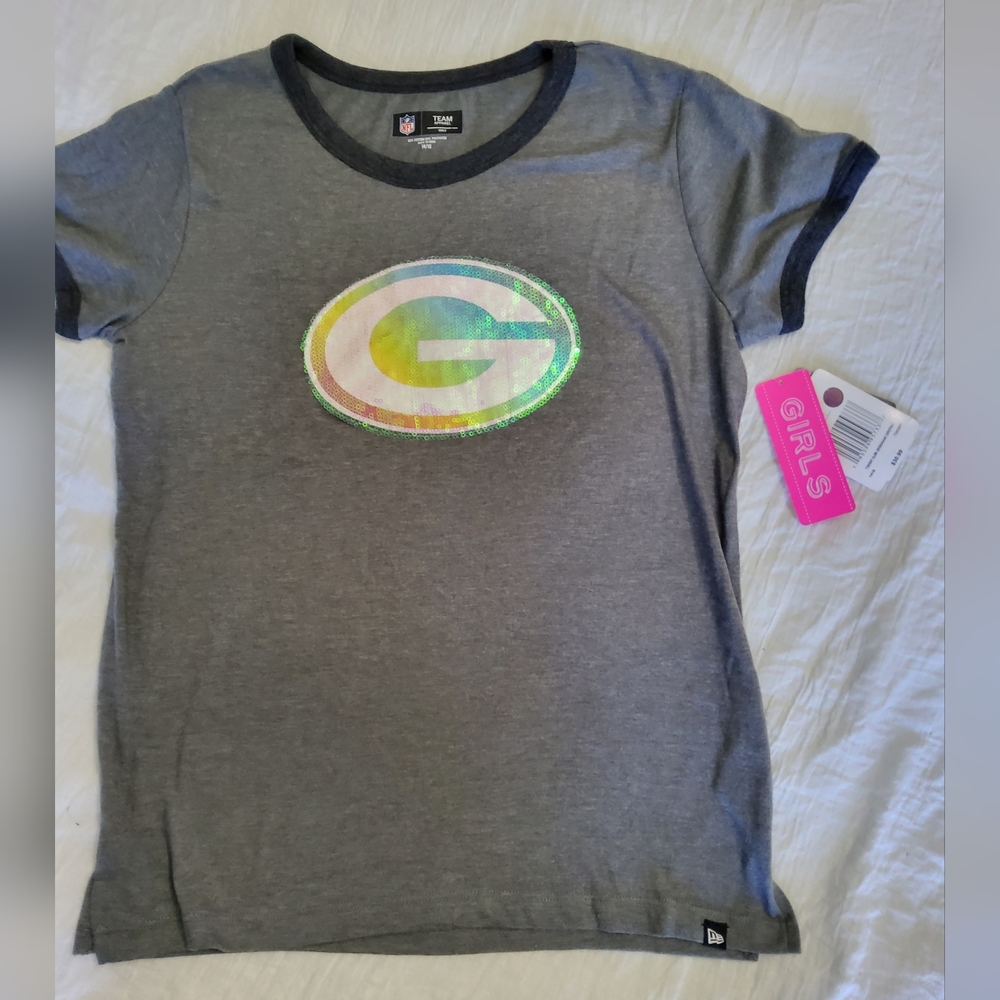 Girls Green Bay Packers Shirt Size 14/16 NWT Sparkly! $30 retail